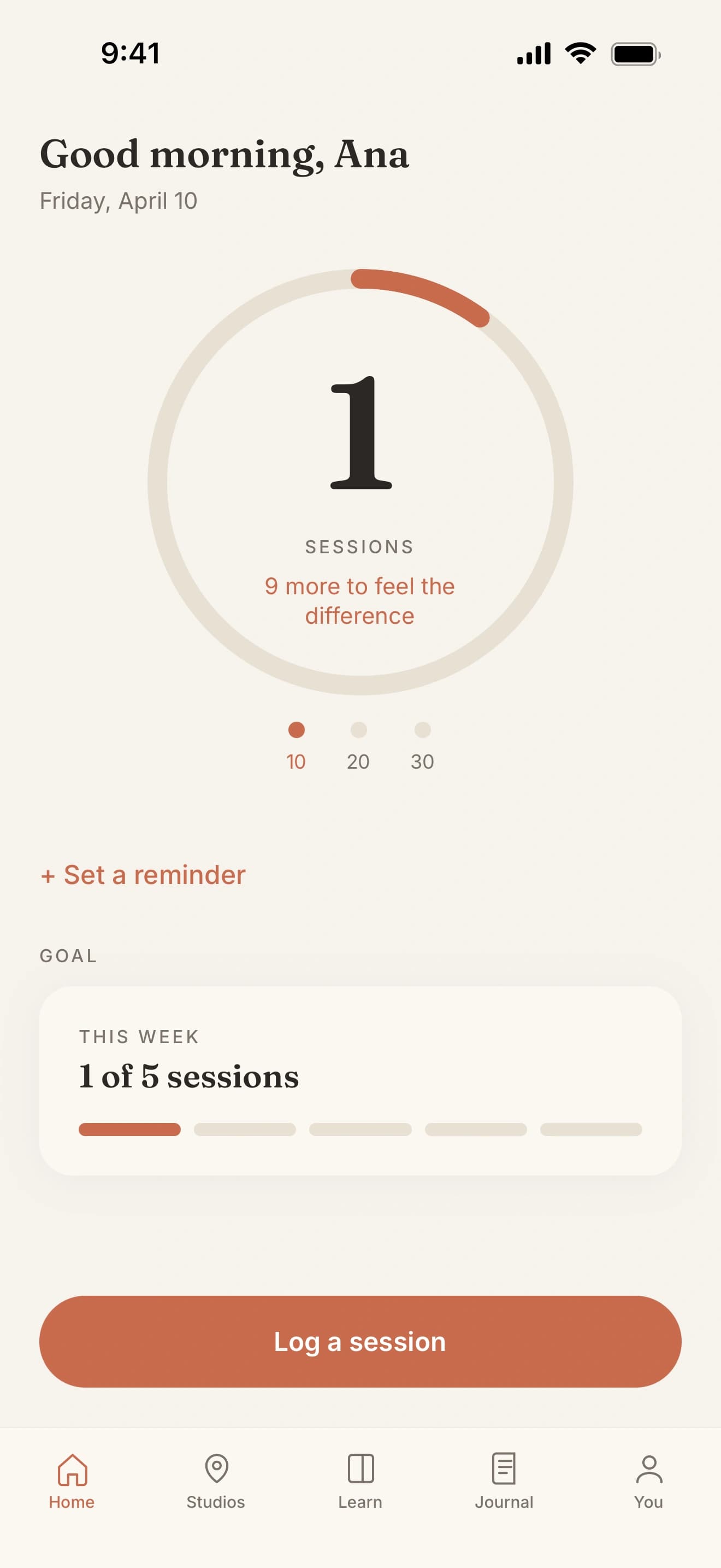 Home progress ring and week card